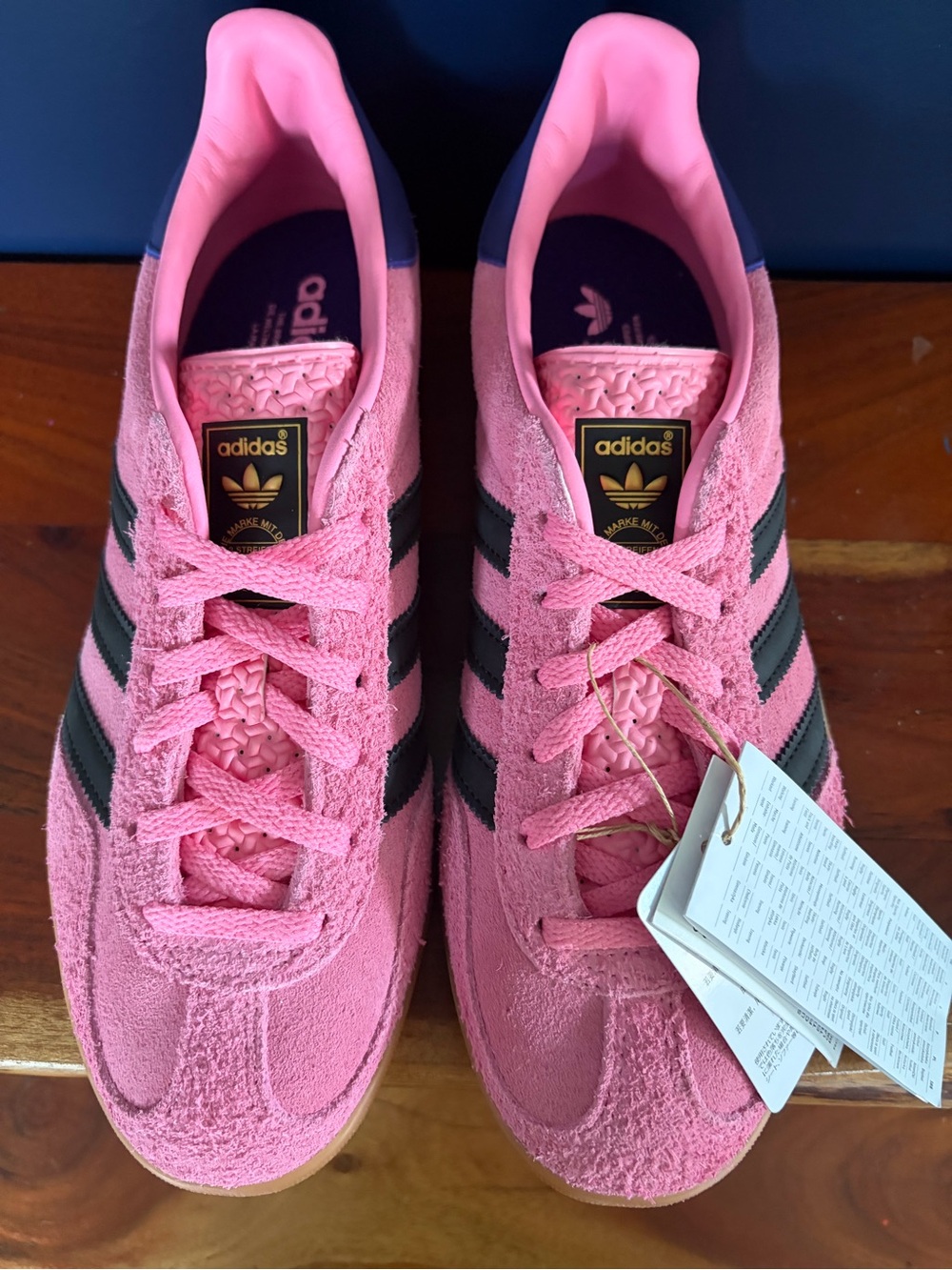 adidas Pink Suede Sneakers with black Stripes - Picture 2 of 13